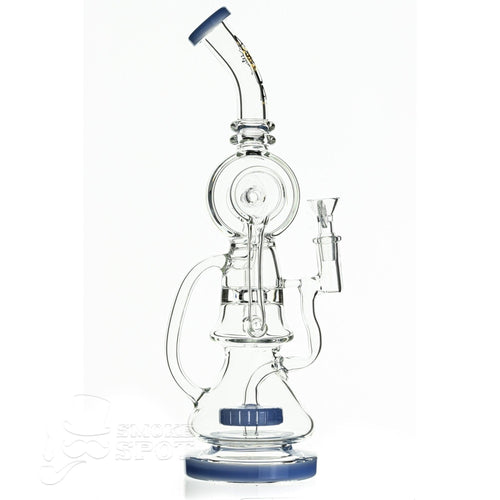Aqua Glass Cylinder Top Dual Arm Recycler - Milky Light Blue