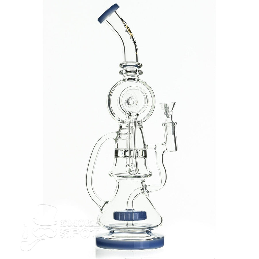Aqua Glass Cylinder Top Dual Arm Recycler - Milky Light Blue