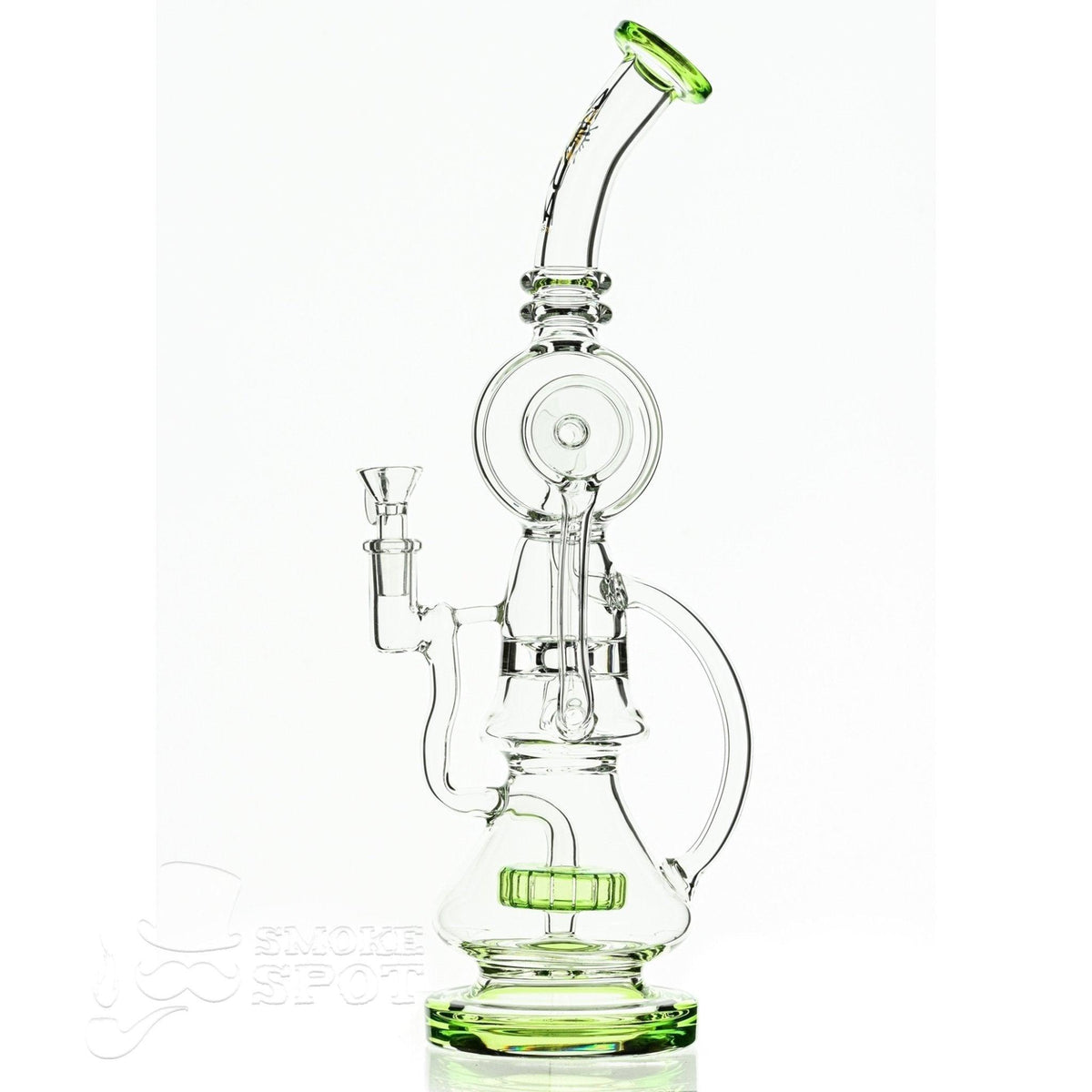 Aqua Glass slime green dual arm recycler full height view