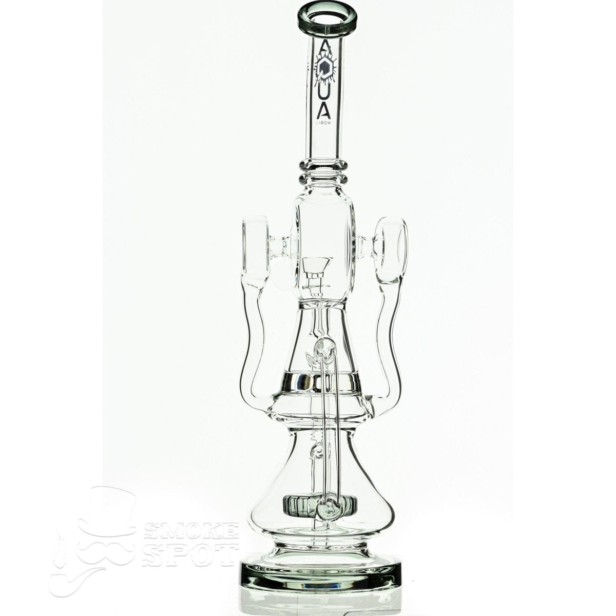 Aqua Glass cylinder top dual arm recycler smoke - Smoke Spot Smoke Shop