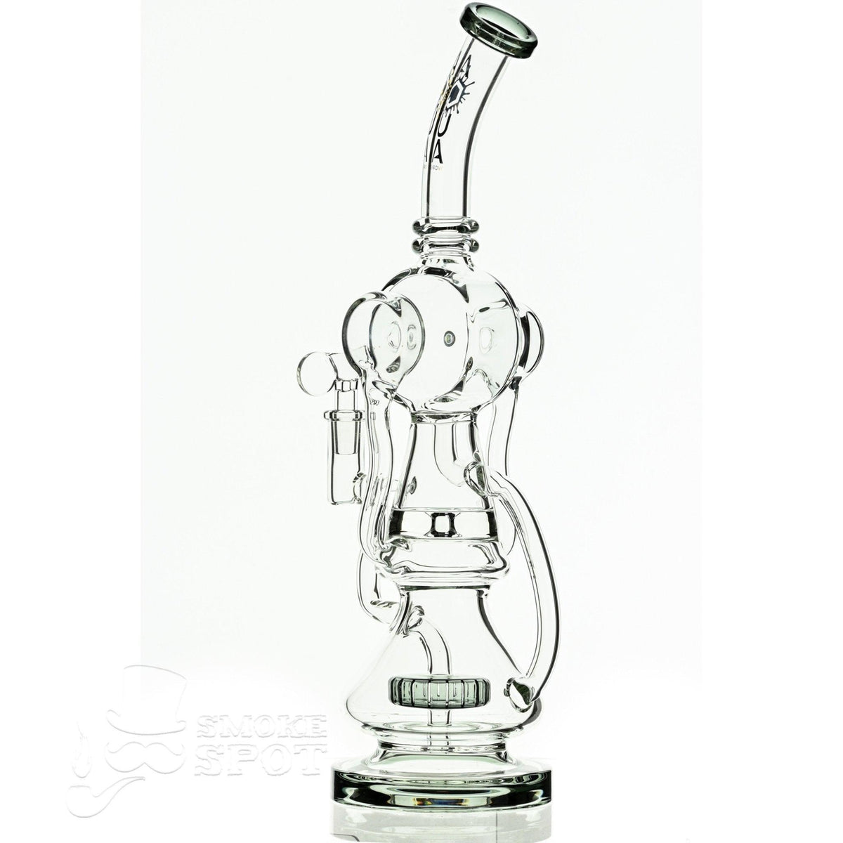 Aqua Glass cylinder top dual arm recycler smoke - Smoke Spot Smoke Shop