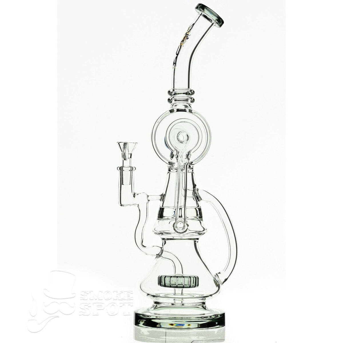Aqua Glass cylinder top dual arm recycler smoke - Smoke Spot Smoke Shop
