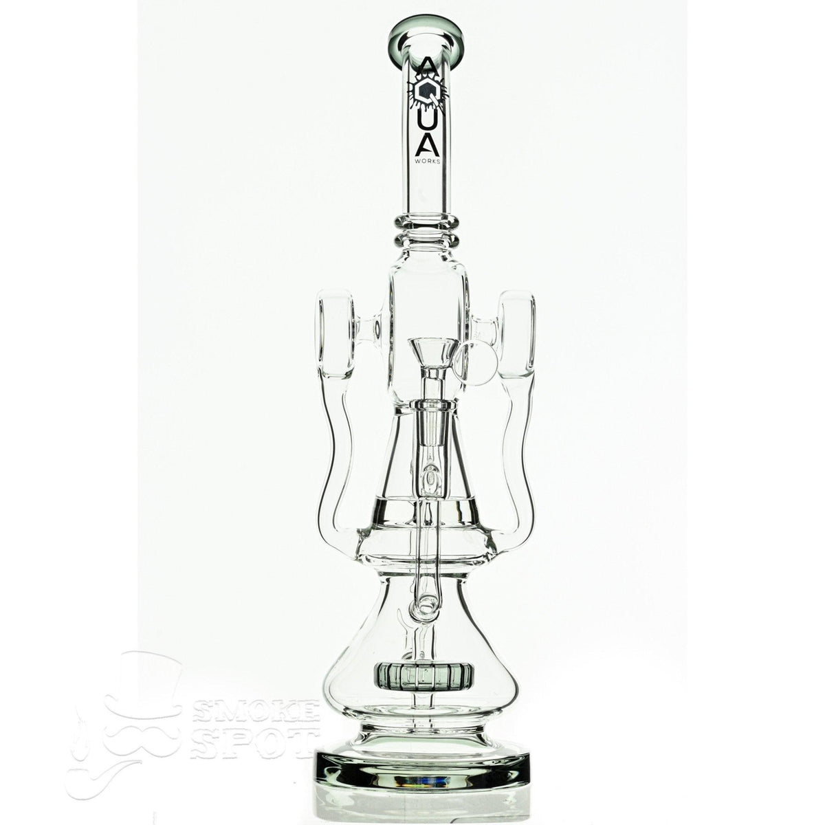Aqua Glass cylinder top dual arm recycler smoke - Smoke Spot Smoke Shop