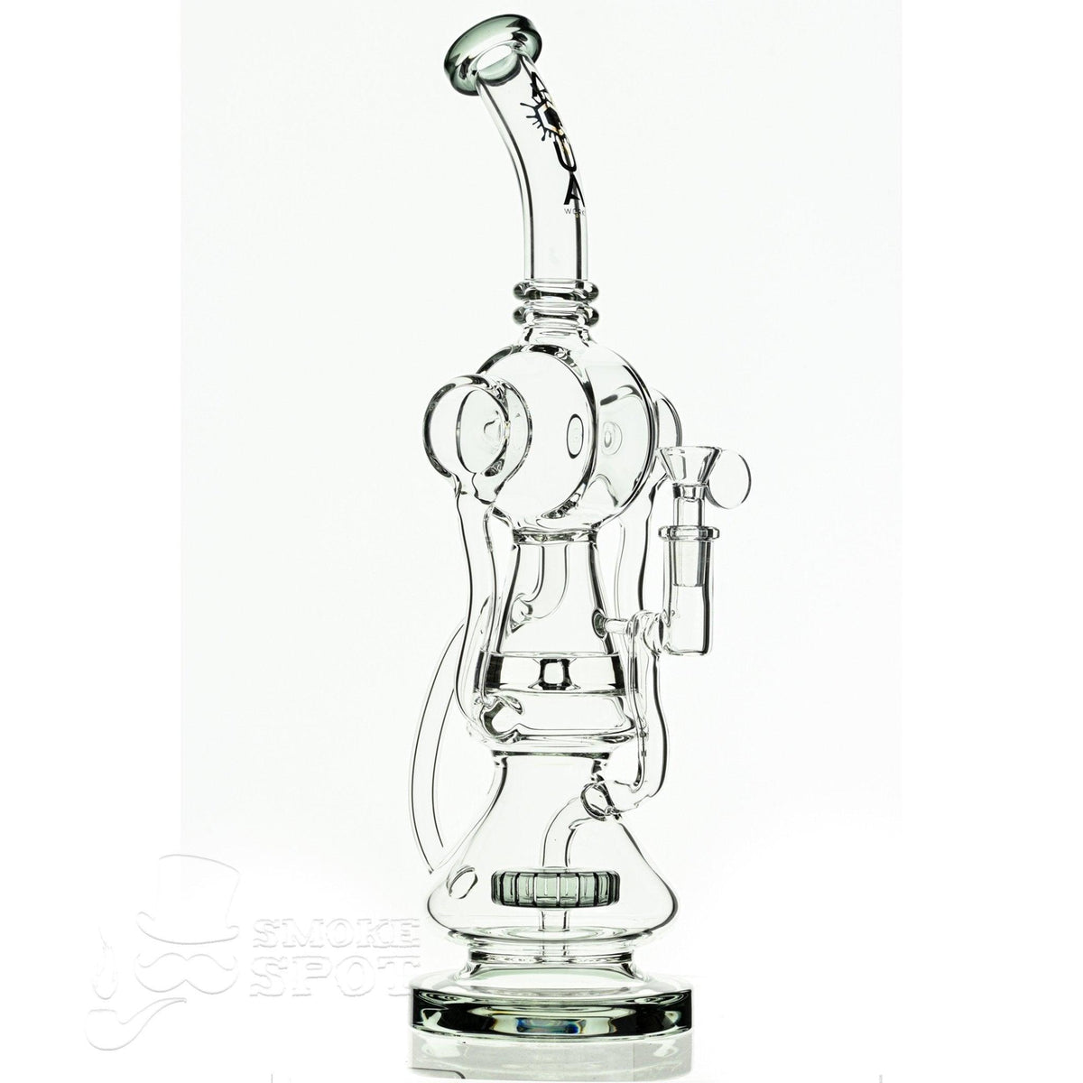 Aqua Glass cylinder top dual arm recycler smoke - Smoke Spot Smoke Shop