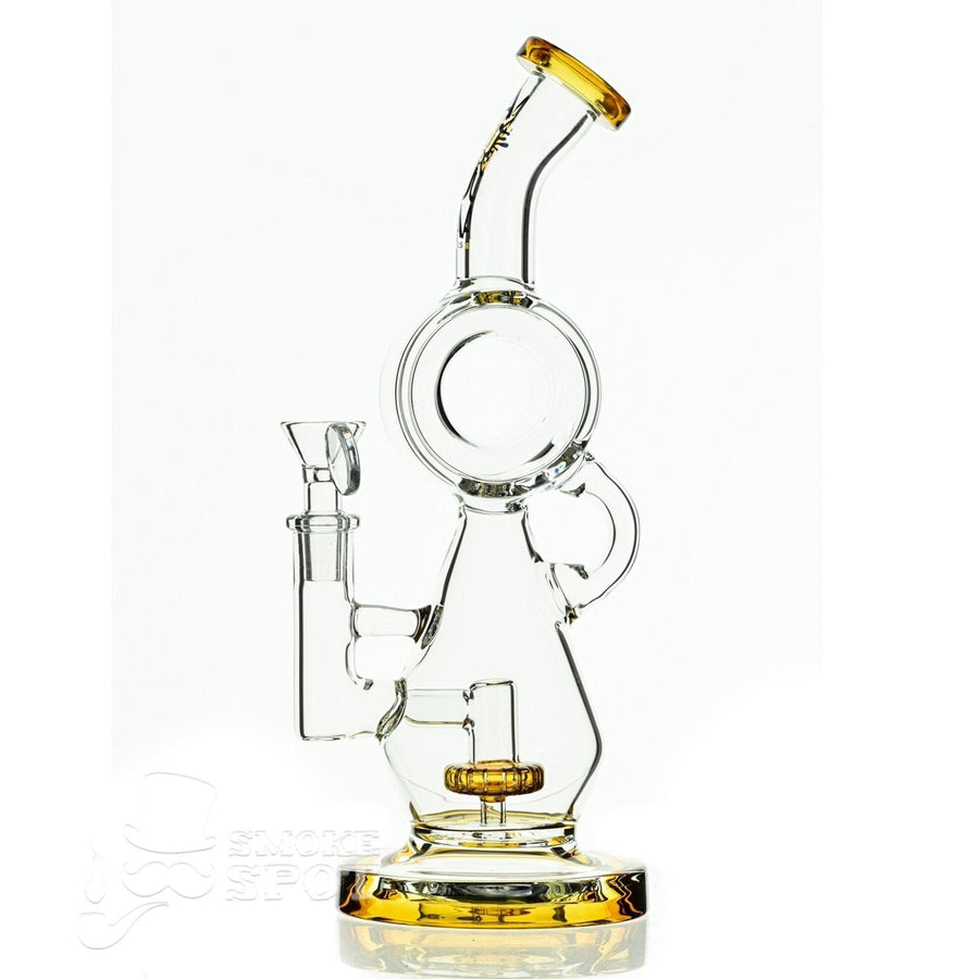 Aqua Glass Hour Glass Waterpipe with Disc Perc Amber