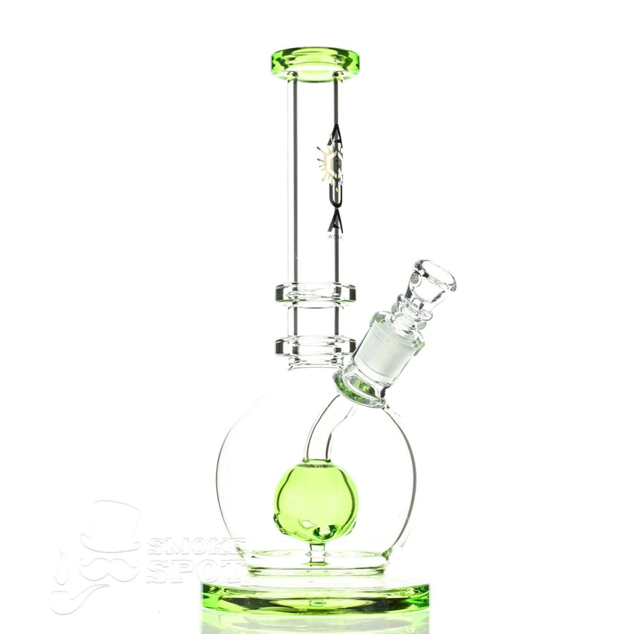 Aqua Glass ORB Waterpipe with Crown Diffused Fixed Orb Percolator - Slime Green