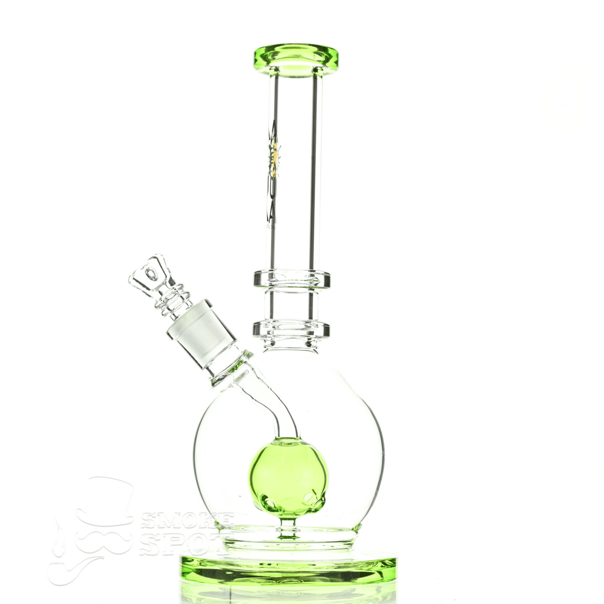 Aqua Glass ORB waterpipe slime green with 14mm female joint at 45 degrees