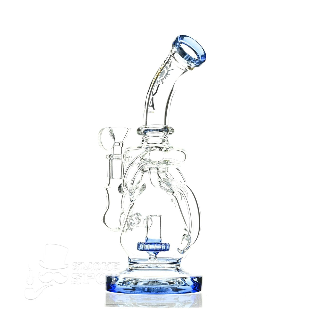 Aqua Glass shower puck perc water drop recycler blue with recycling dual tube design