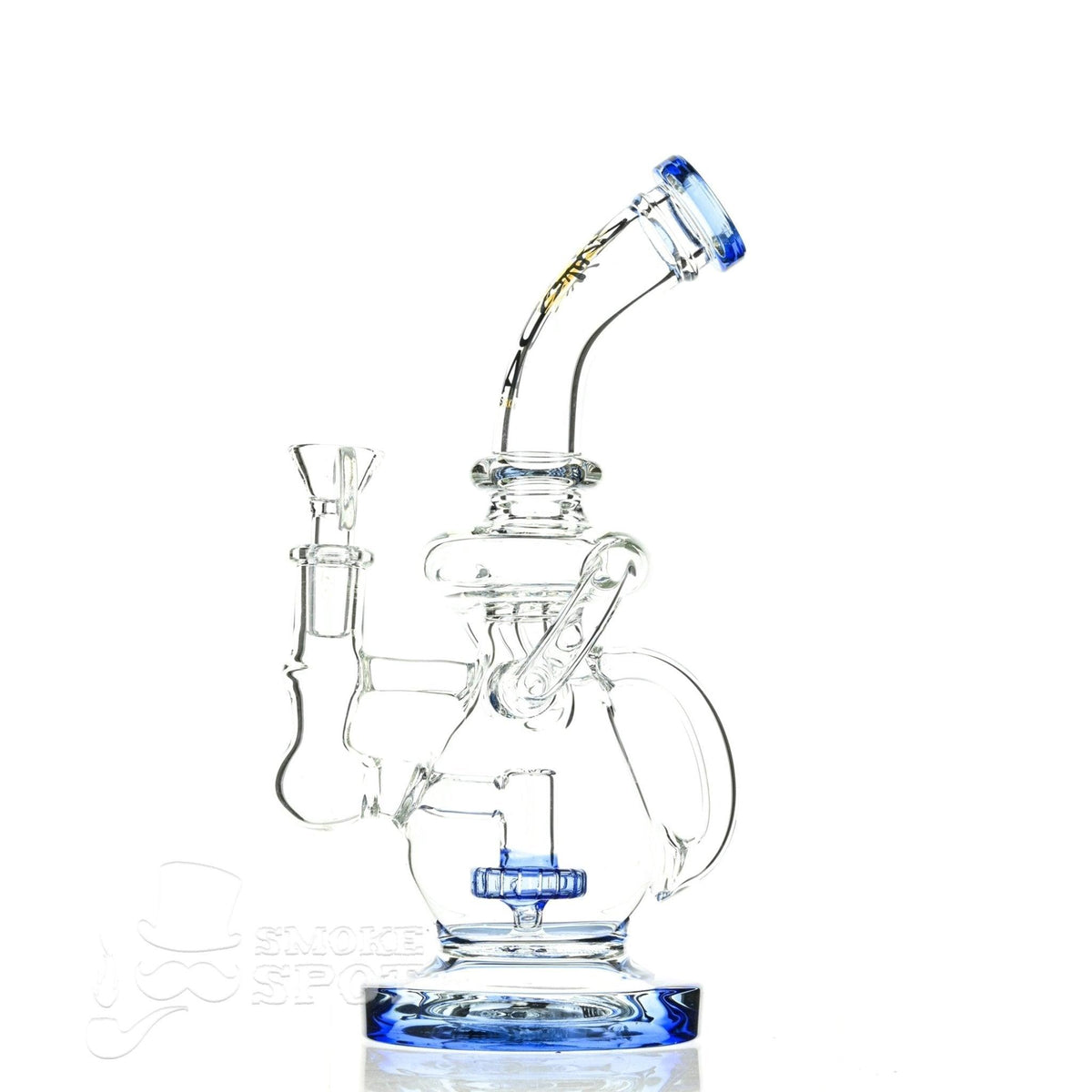 Aqua Glass shower puck perc water drop recycler blue top section close-up