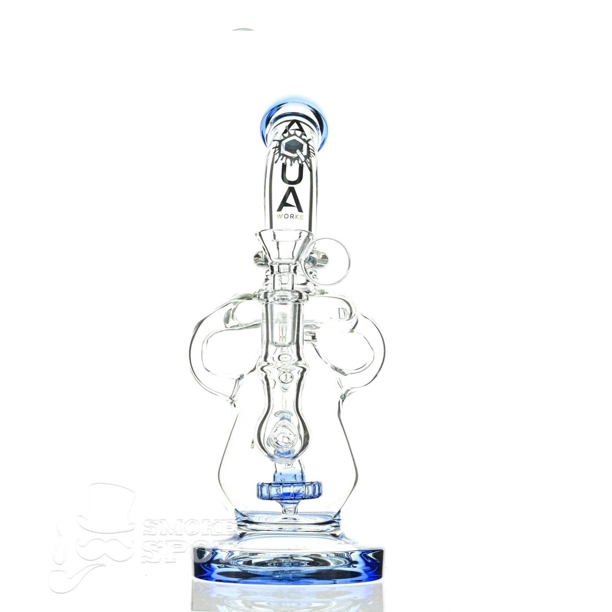 Aqua Glass shower puck perc water drop recycler blue full product view