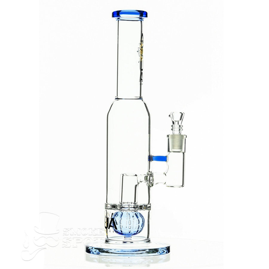 Aqua Glass Stemless Bottle with Grid Ball Perc - Blue