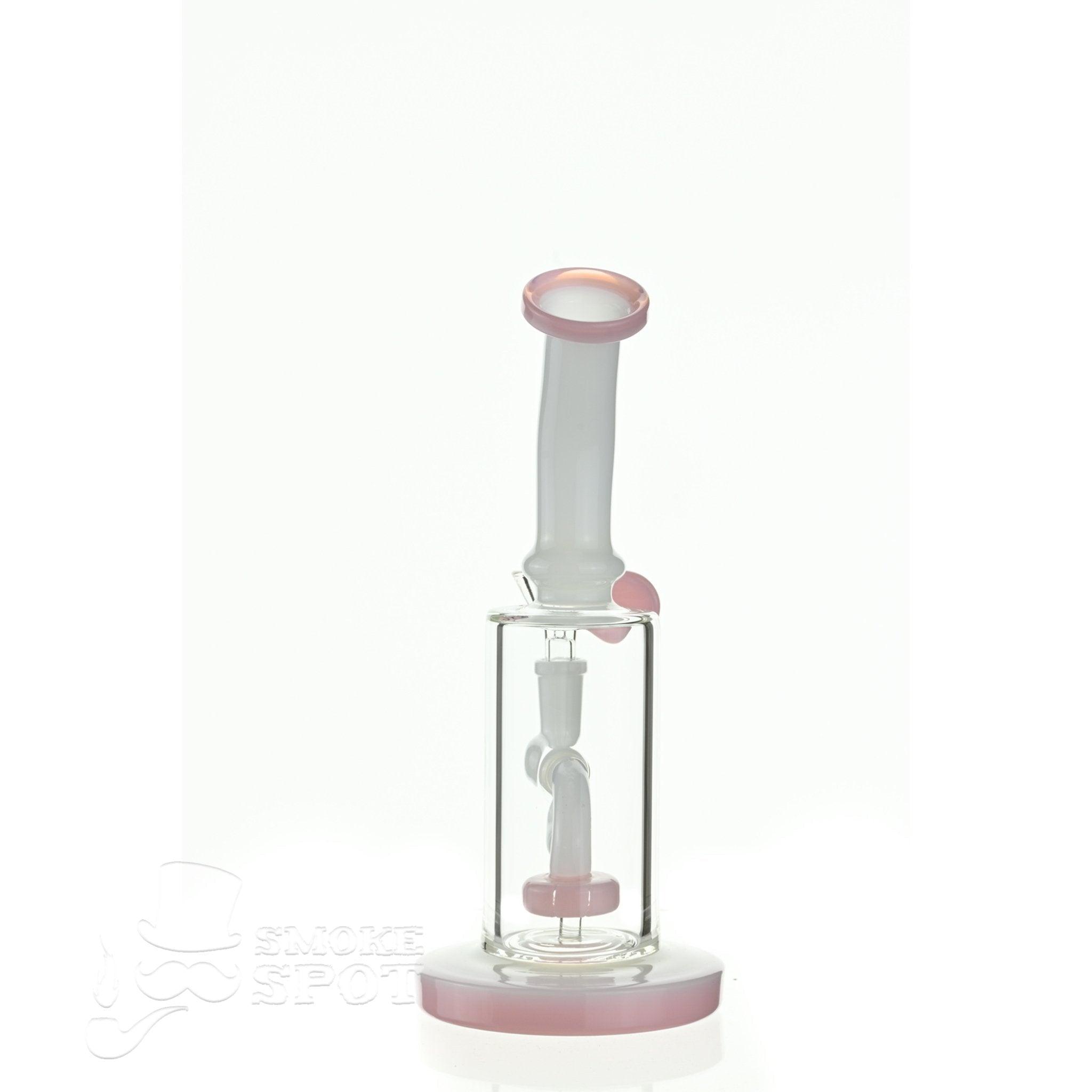 Aqua Glass stemless bubbler white pink - Smoke Spot Smoke Shop