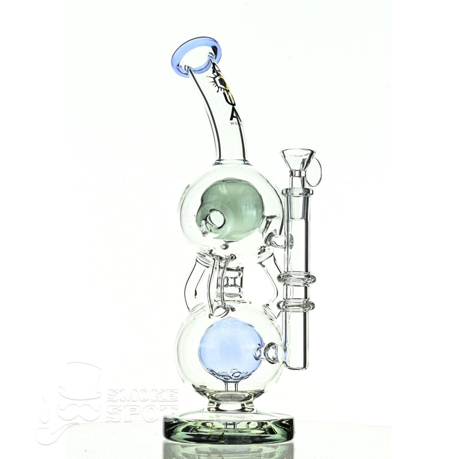 Aqua Glass stemless fab orb top baby blue smoke