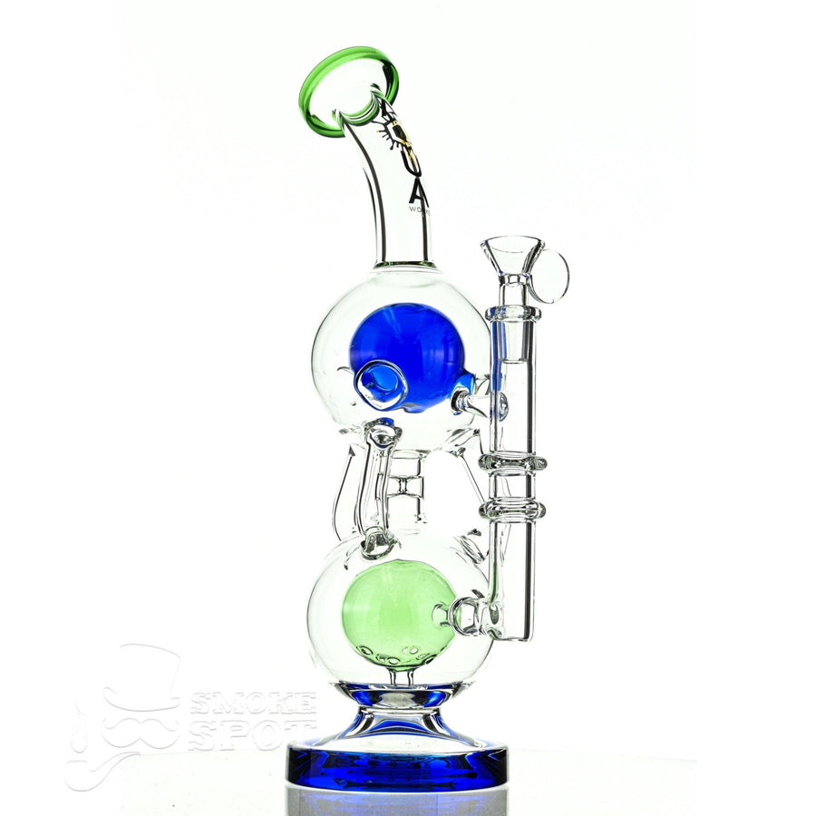 Aqua Glass stemless fab orb top blue green