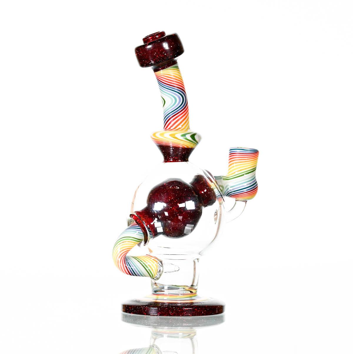 Augy Glass WATERPIPES AUGY BALL BURGANDY  WORKED