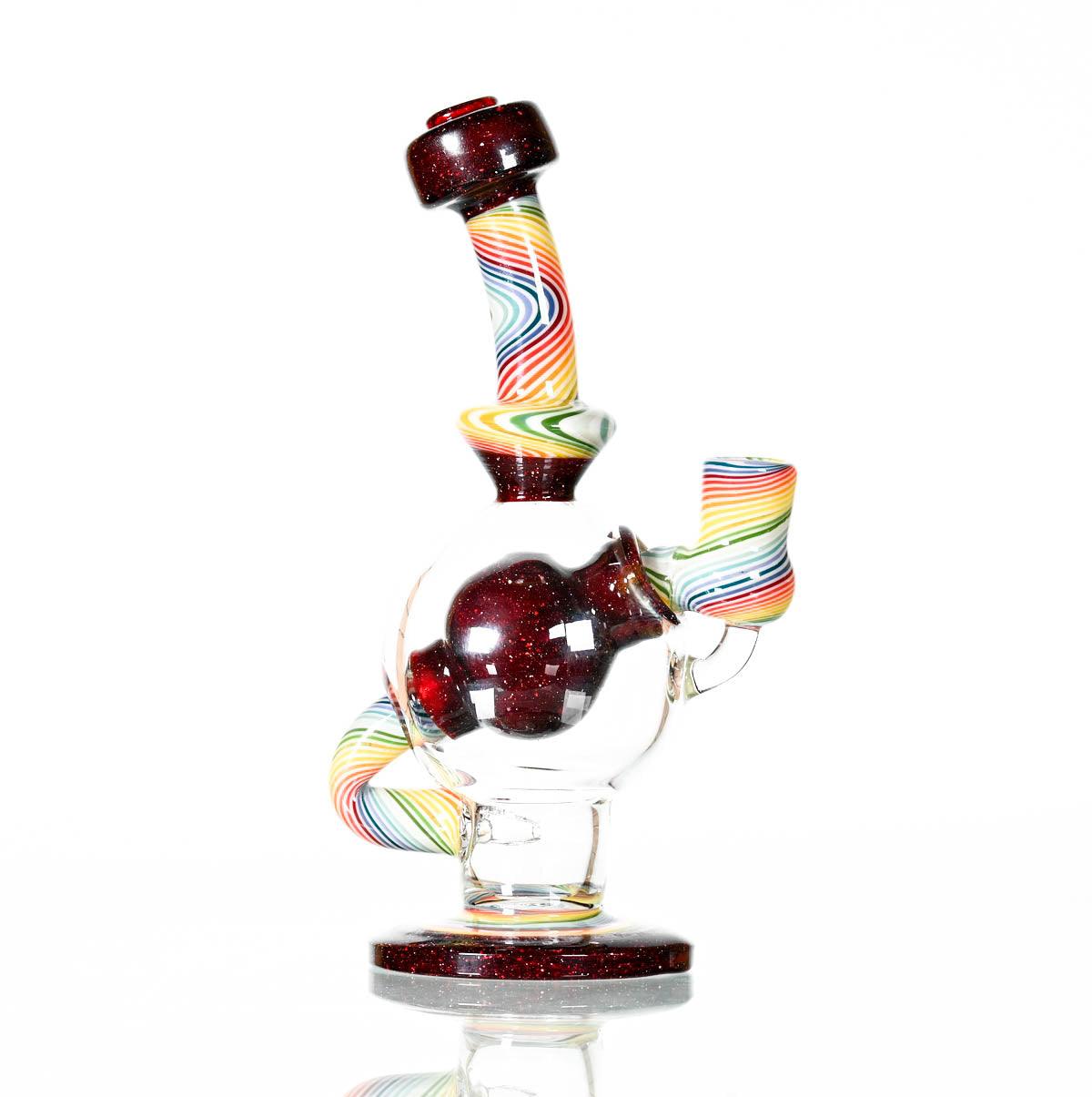 Augy Glass WATERPIPES AUGY BALL BURGANDY  WORKED