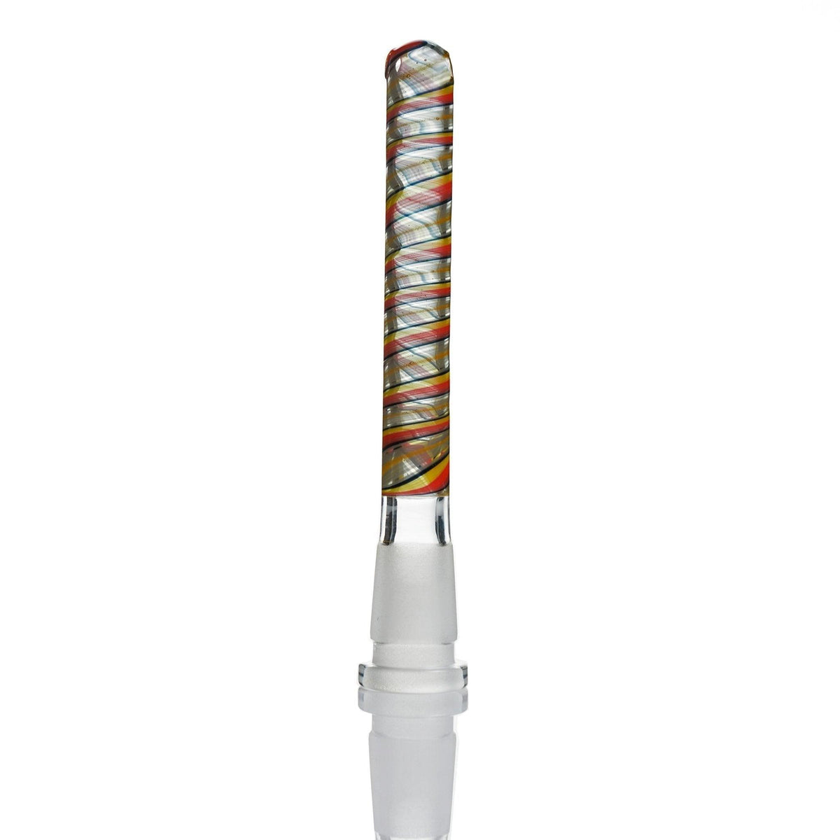 Augy Downstem Clear , yellow , orange & Black swirls 14 mm 5.25 inch - Smoke Spot Smoke Shop