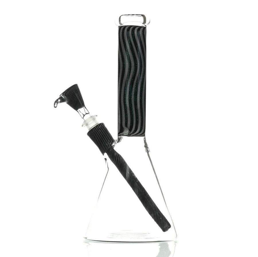 AUGY GLASS 12 Inch Beaker Waterpipe with White Green Dichro