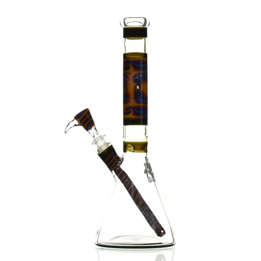 AUGY GLASS 13 INCH BEAKER WORKED BOR
