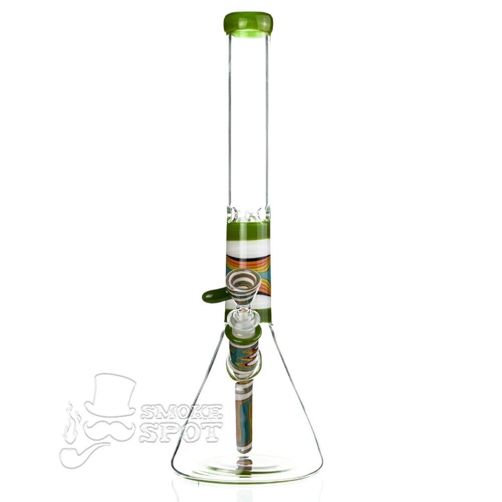Augy Glass Beaker 15 inch worked wigwag #102 - Smoke Spot Smoke Shop