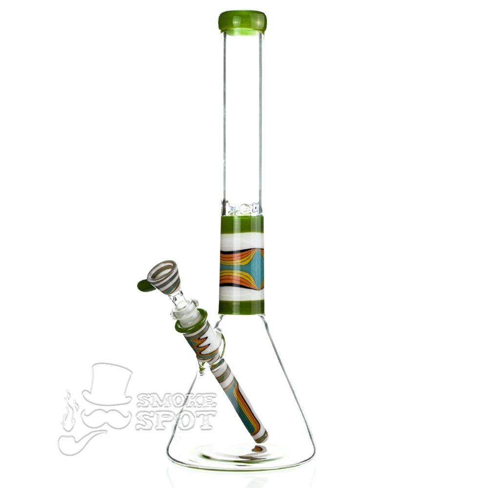 Augy Glass Beaker 15 inch worked wigwag #102 - Smoke Spot Smoke Shop