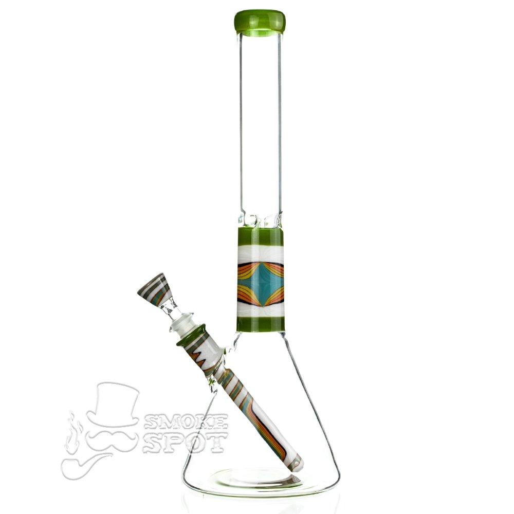 Augy Glass Beaker 15 inch worked wigwag #102 - Smoke Spot Smoke Shop