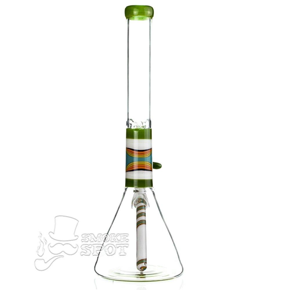 Augy Glass Beaker 15 inch worked wigwag #102 - Smoke Spot Smoke Shop