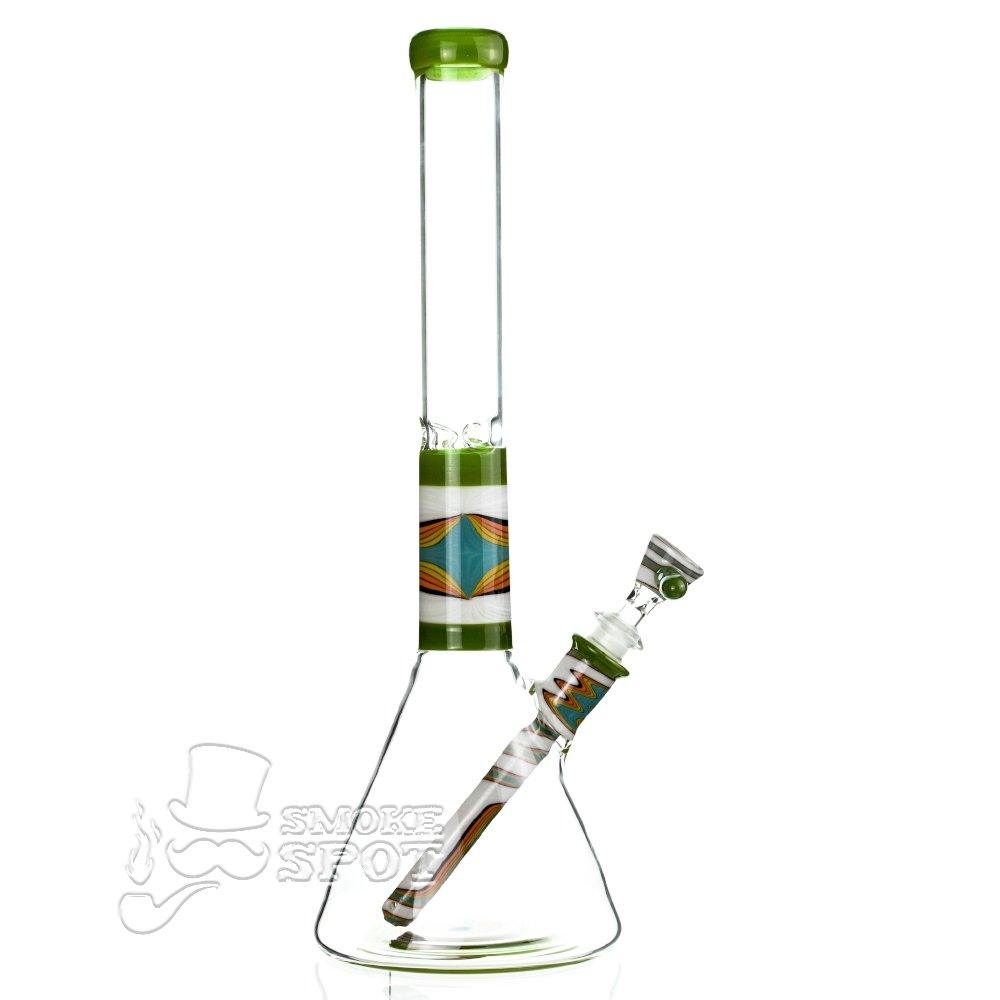 Augy Glass Beaker 15 inch worked wigwag #102 - Smoke Spot Smoke Shop