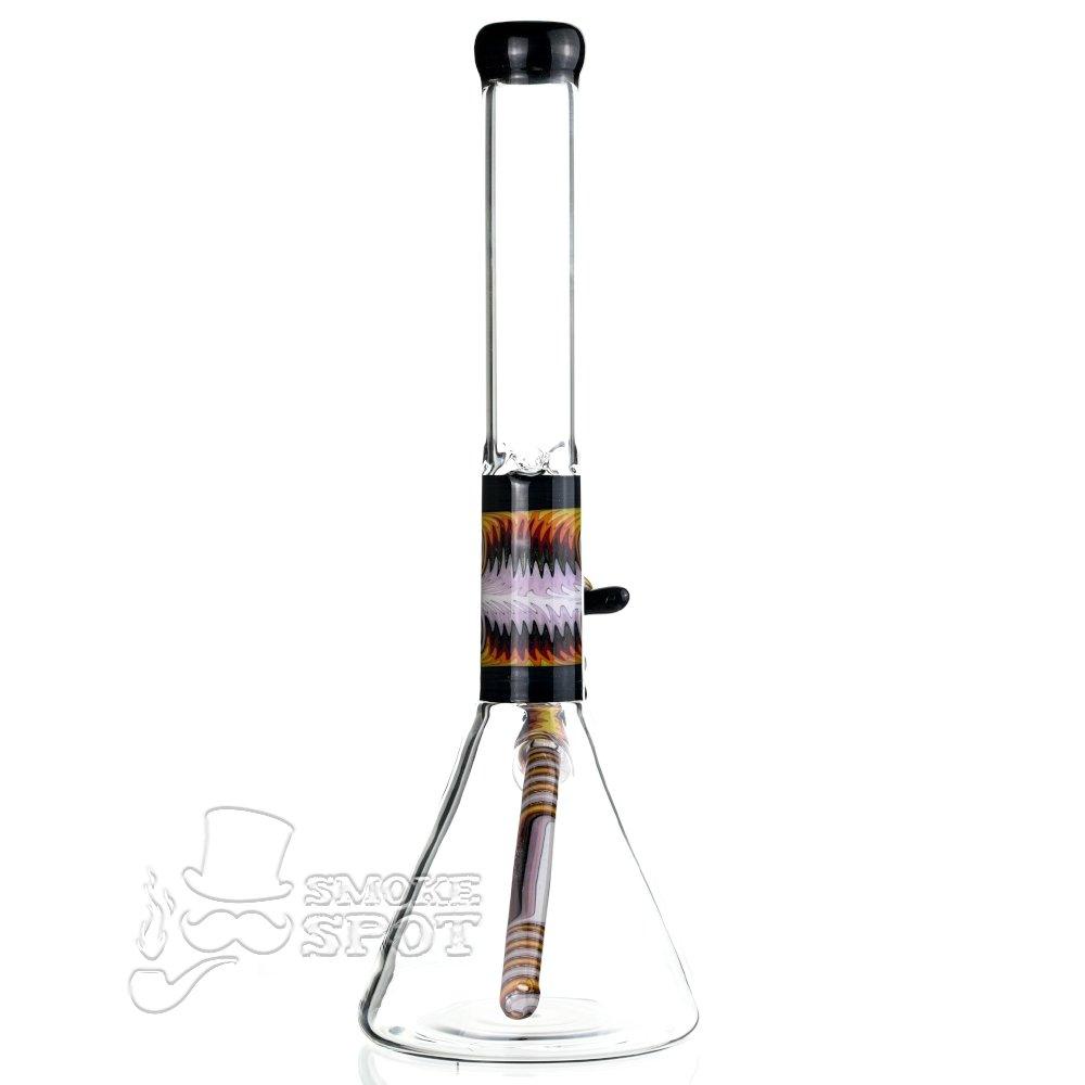 Augy Glass Beaker 15 inch worked wigwag #104 - Smoke Spot Smoke Shop