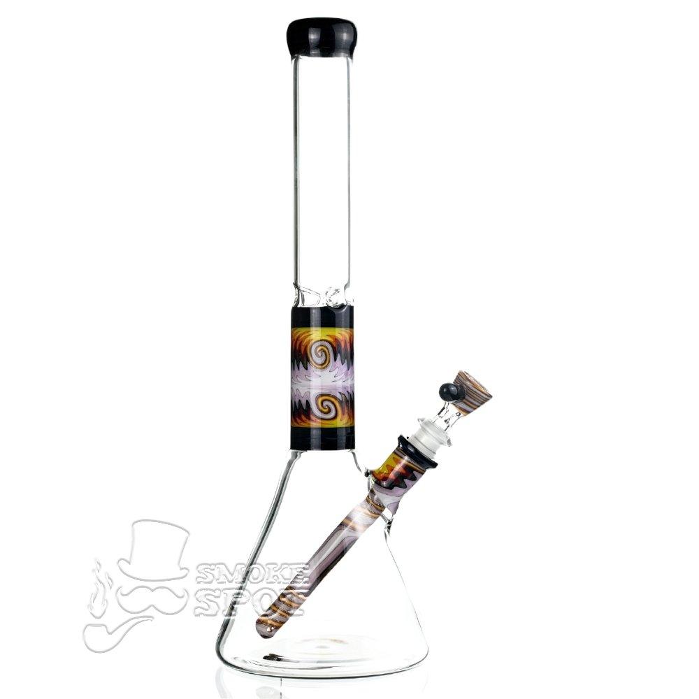 Augy Glass Beaker 15 inch worked wigwag #104 - Smoke Spot Smoke Shop