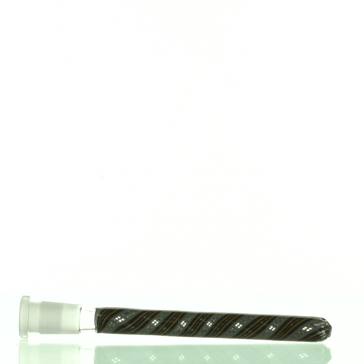 Close-up of AUGY GLASS Fully Worked Downstem 6in 120 glass joint