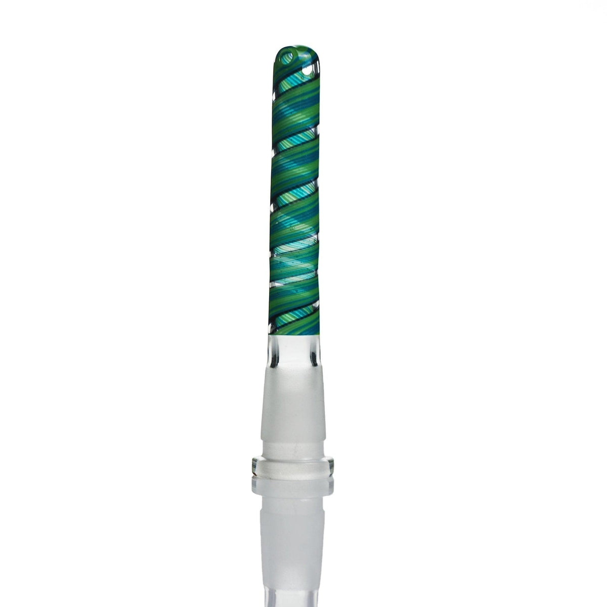 Side view of Augy Glass Green Shade Swirls 14 mm 4.50 inch Downstem
