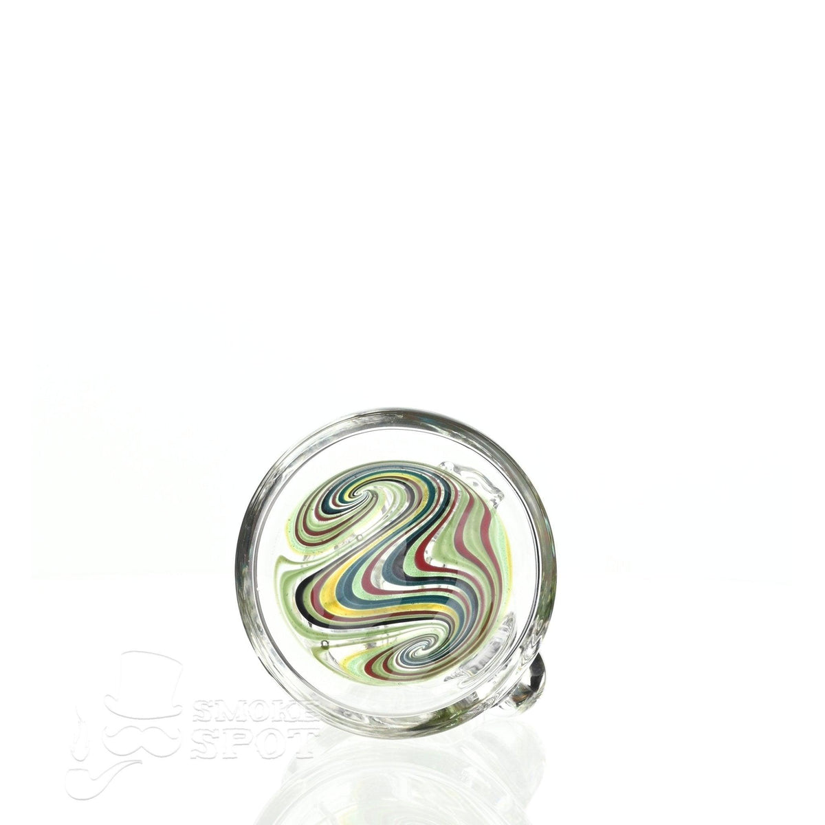 Side view of Augy Mini 4 Inch Tube Worked #108 glass waterpipe with 2-hole perc stem