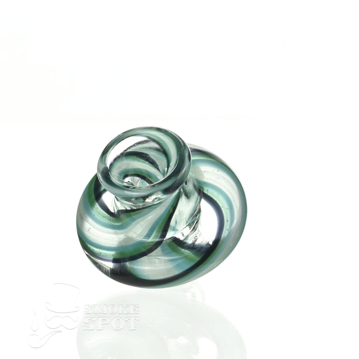 Top view of Augy Spinner Cap Fully Worked #15 glass carb cap