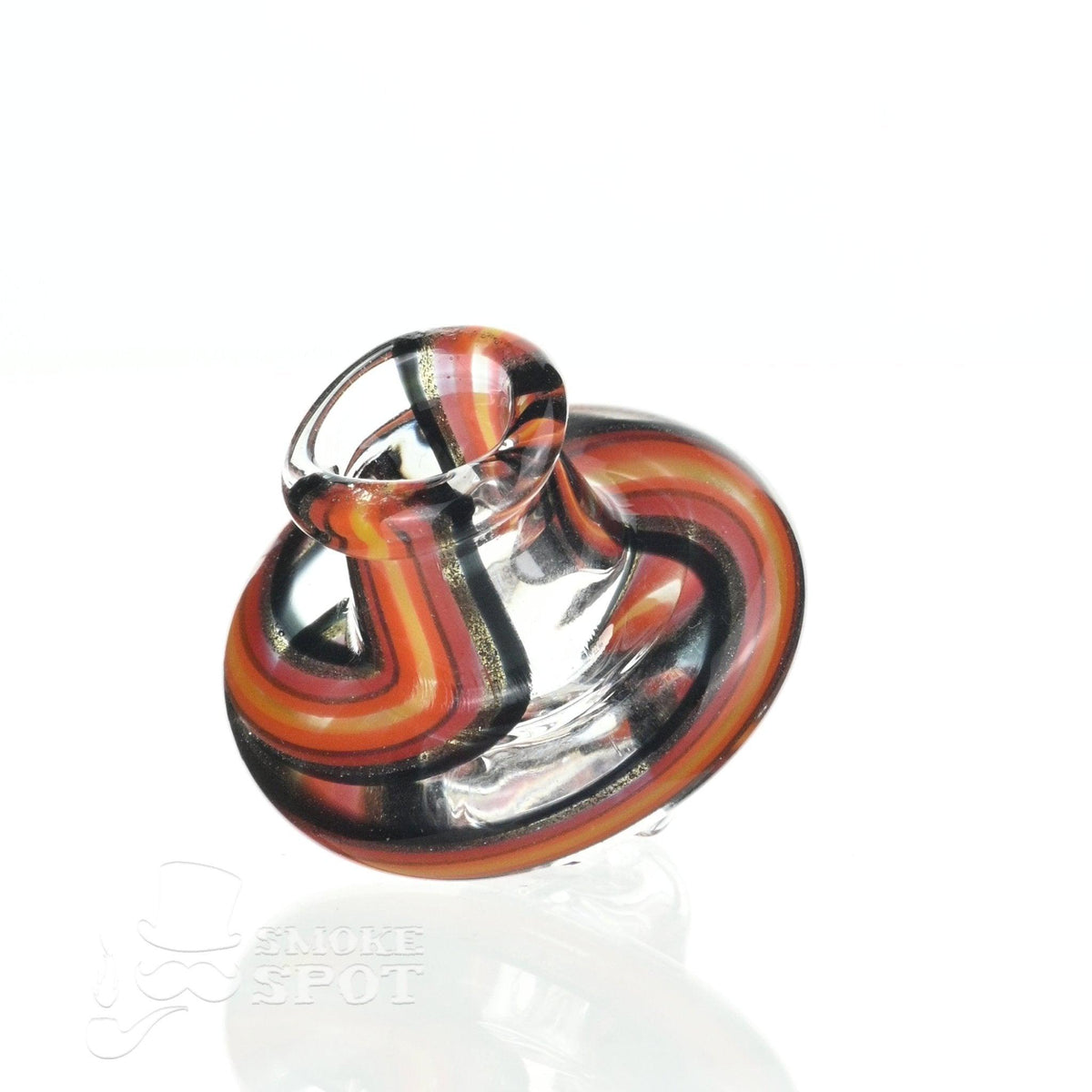 Top view of Augy Spinner Cap Fully Worked #18 glass carb cap