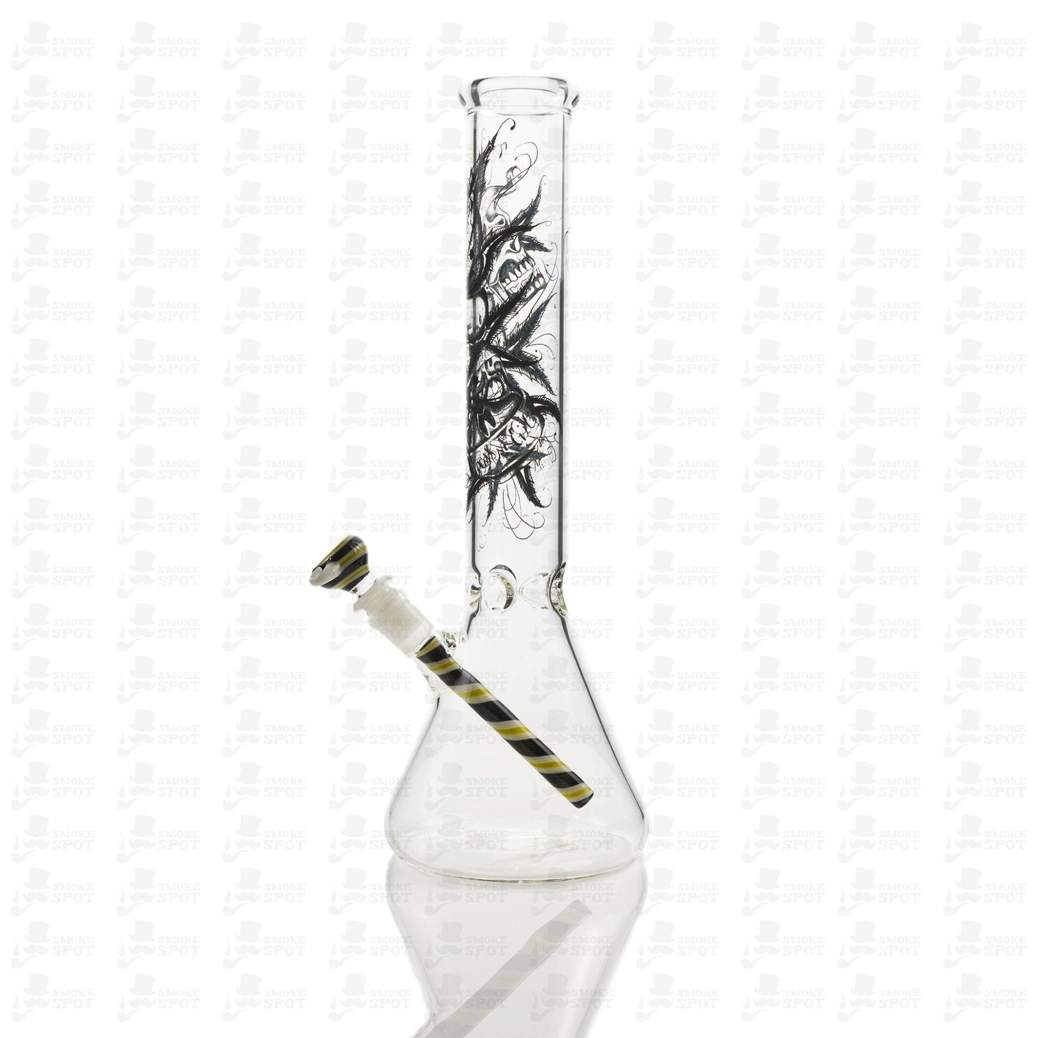 Conviction Glass 14 inch Black purple worked Beaker - Smoke Spot Smoke Shop