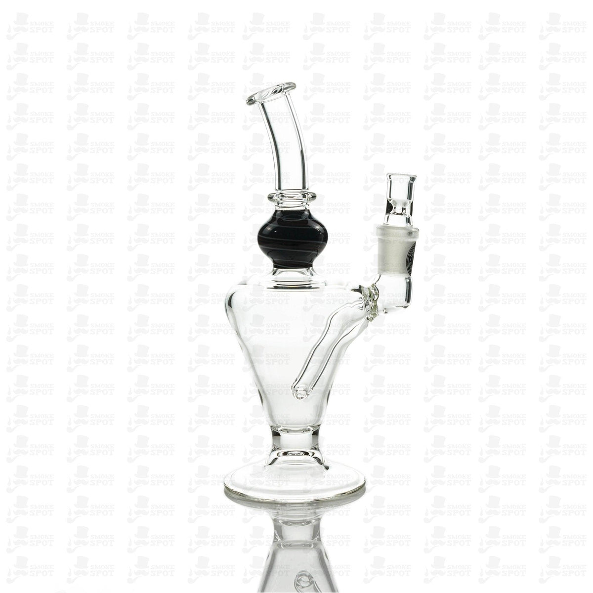 Conviction Glass Mini Hourglass Waterpipe side angle showing 14mm dry herb slide