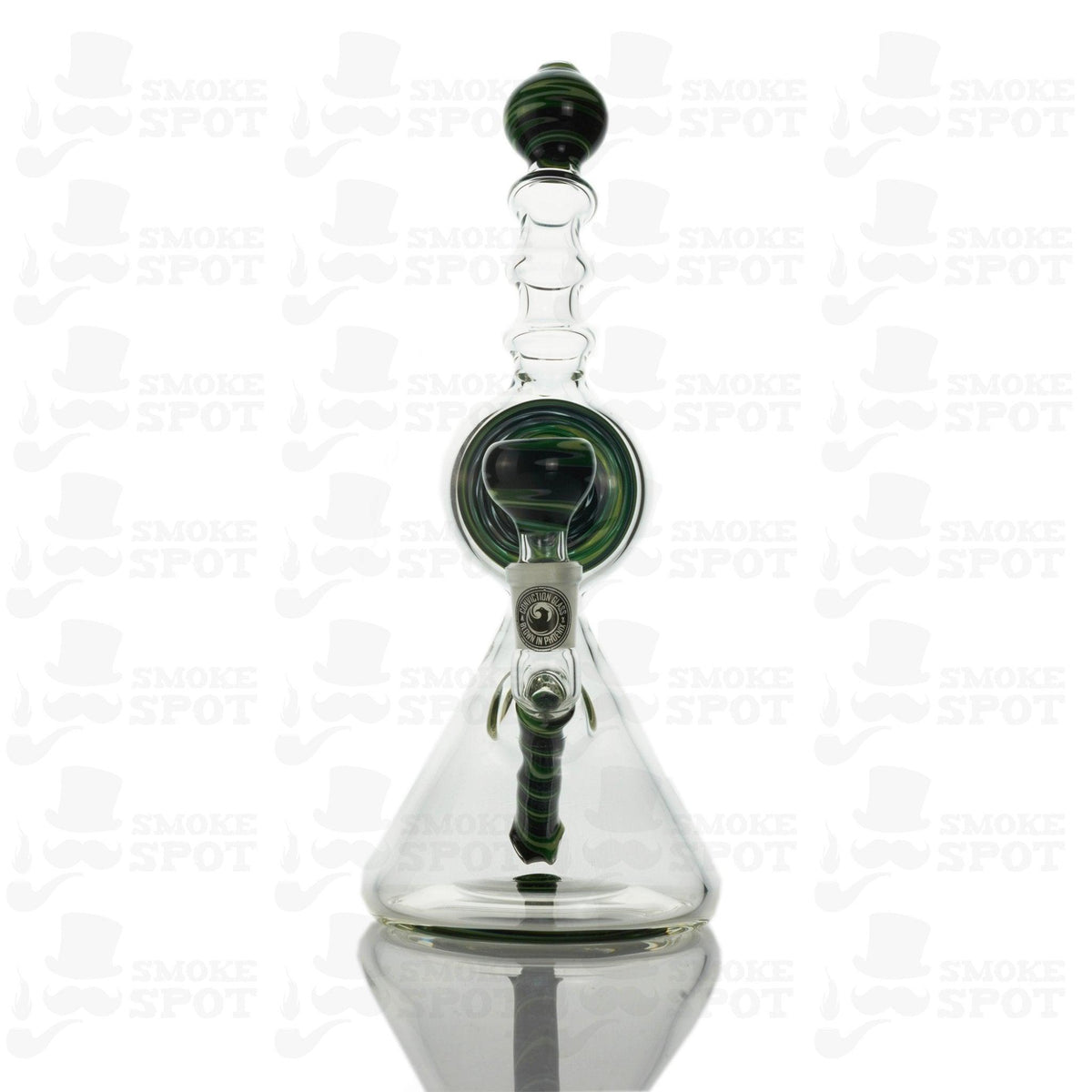 Conviction Glass Lollie Beaker Worked Waterpipe with green and black finish