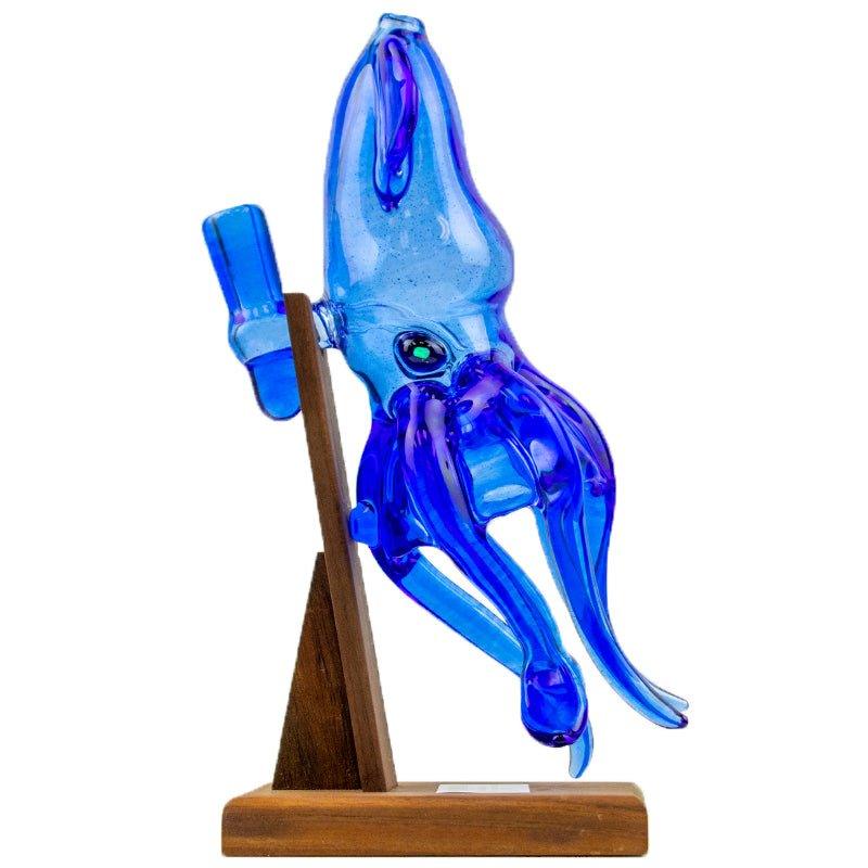Glassical Creations Waterpipe Deep Sea, Light Blue Cobalt Squid by Glassical Creations