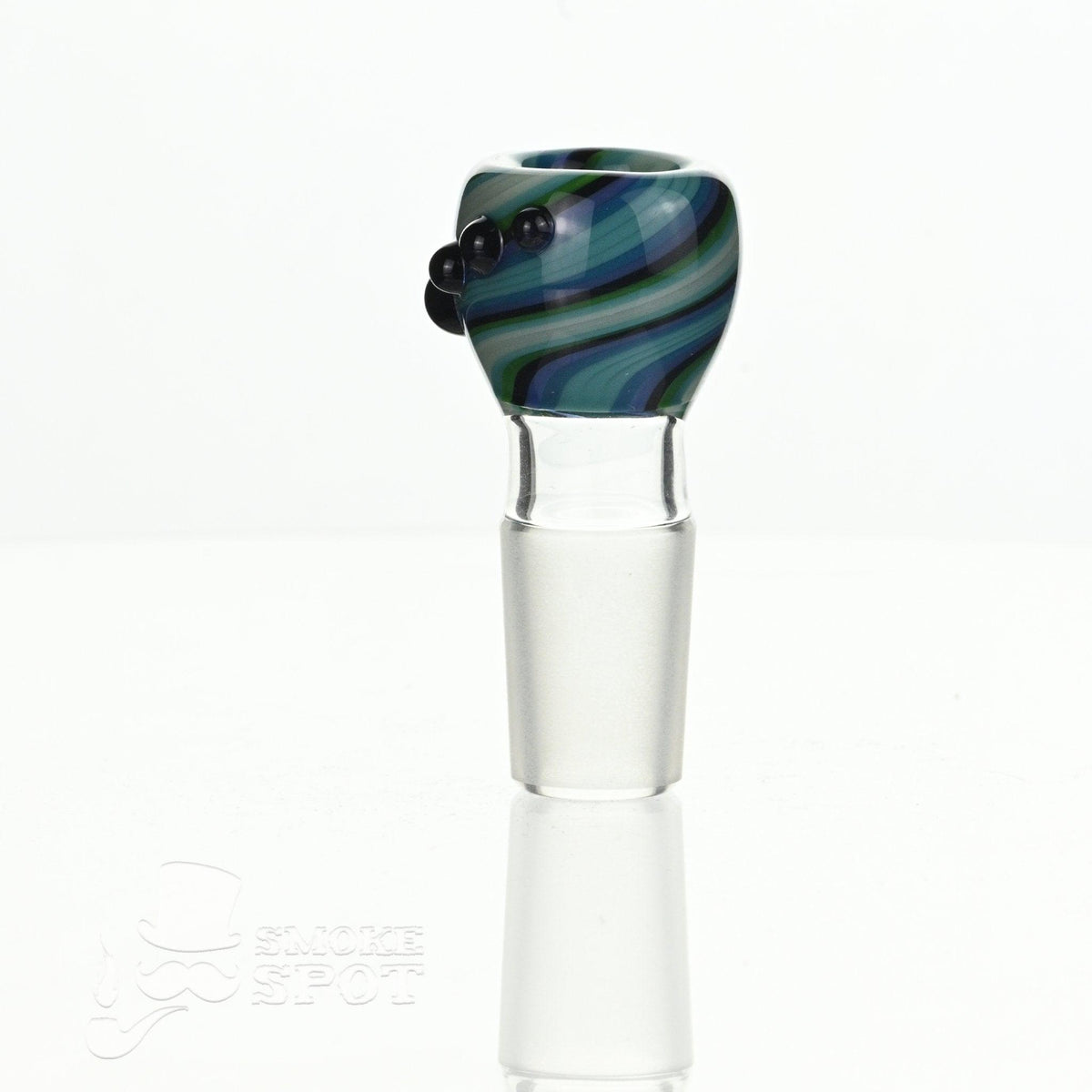Dustin 18mm dry herb slide with artistic line worked borosilicate glass