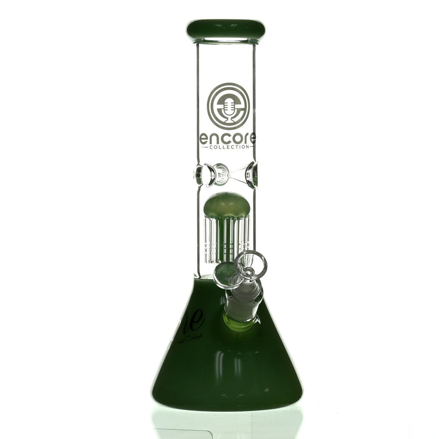 ENCORE 12" BEAKER W/TREE PERC MILKY GREEN