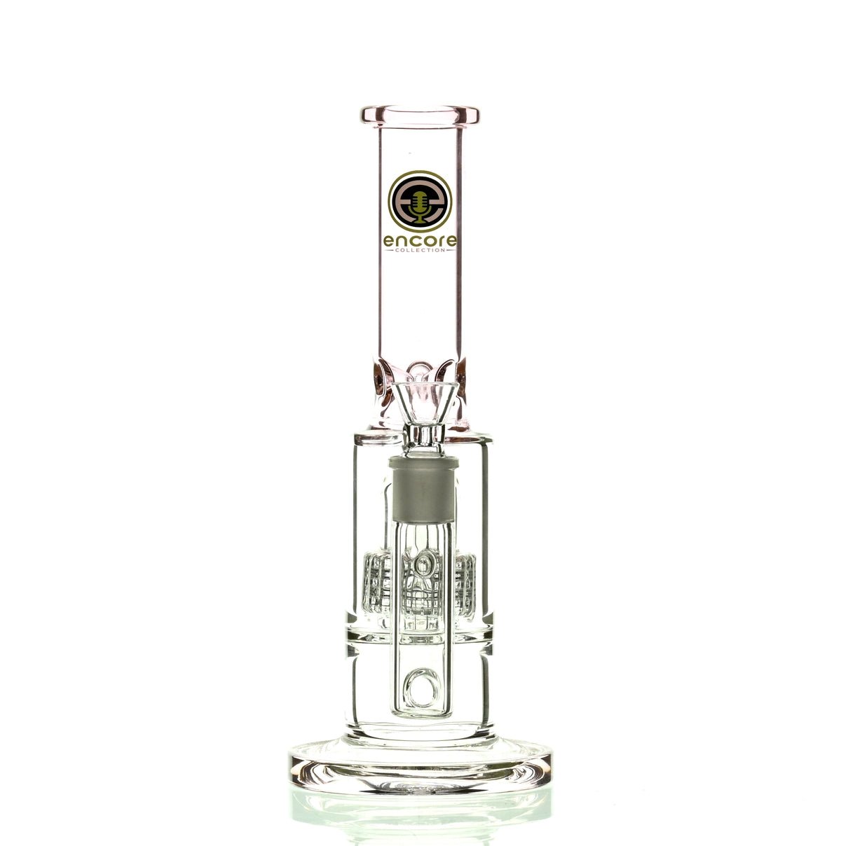 Encore 12 inch Metrix Showerhead Perc Pink Premium Scientific Glass Recycler