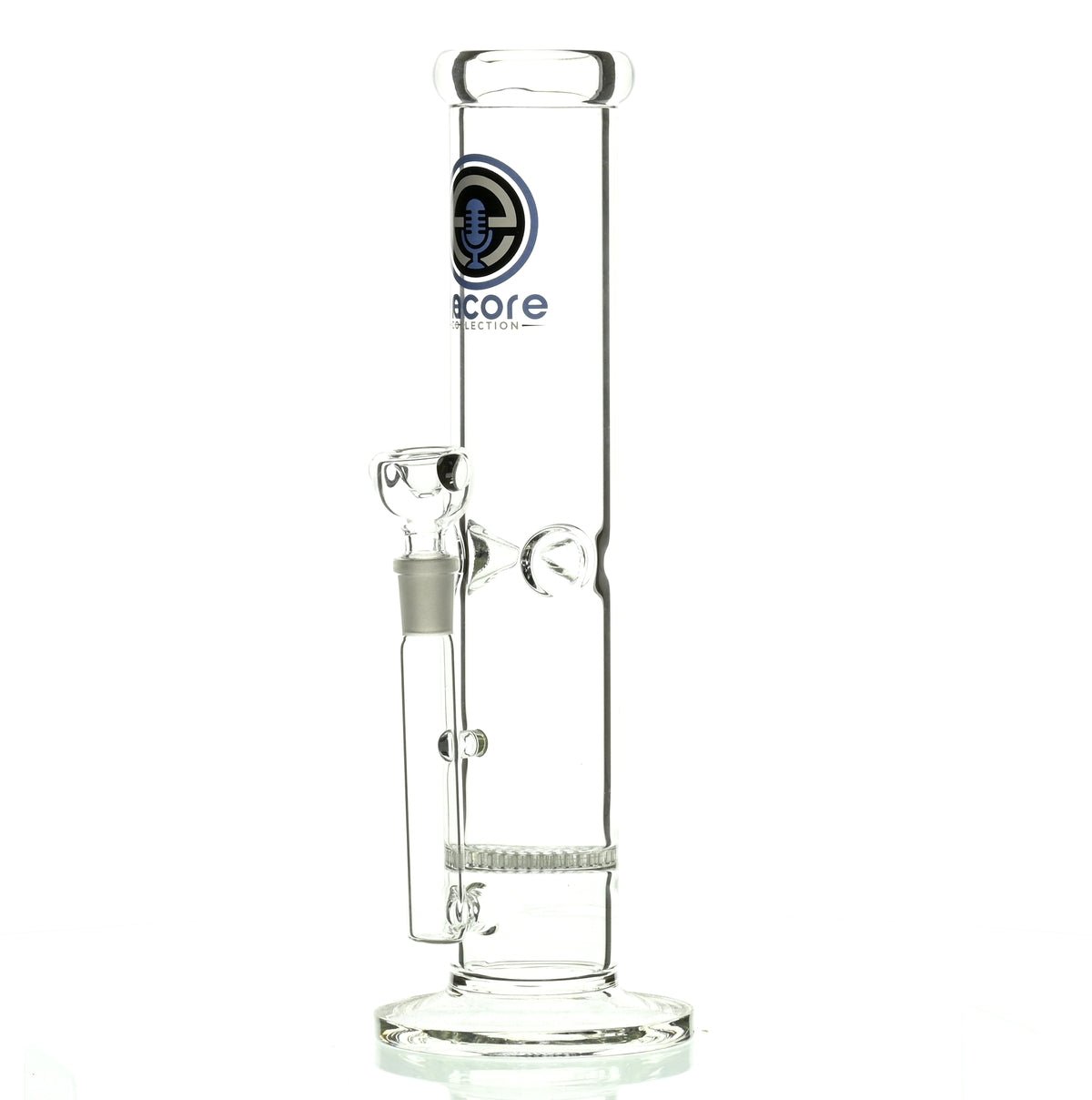 Close-up of honeycomb percolator on ENCORE 12 inch straight tube waterpipe