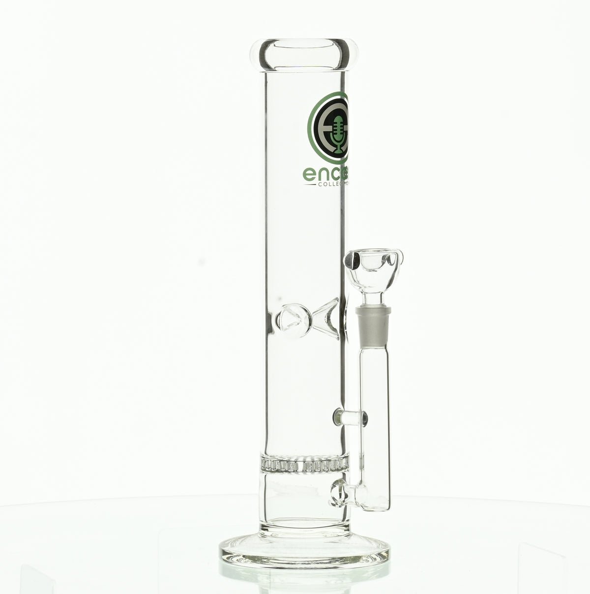 ENCORE 12" STRAIGHT TUBE W/HONEYCOMB PERC AND DARK GREEN LOGO - Smoke Spot Smoke Shop
