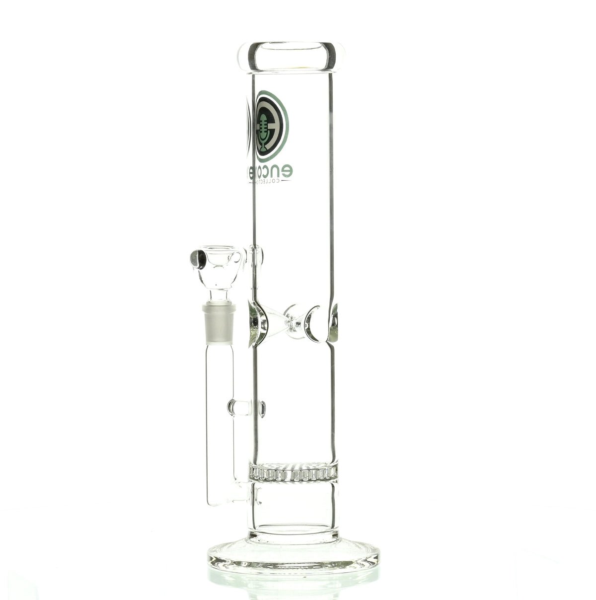ENCORE 12" STRAIGHT TUBE W/HONEYCOMB PERC AND TEAL GREEN LOGO - Smoke Spot Smoke Shop