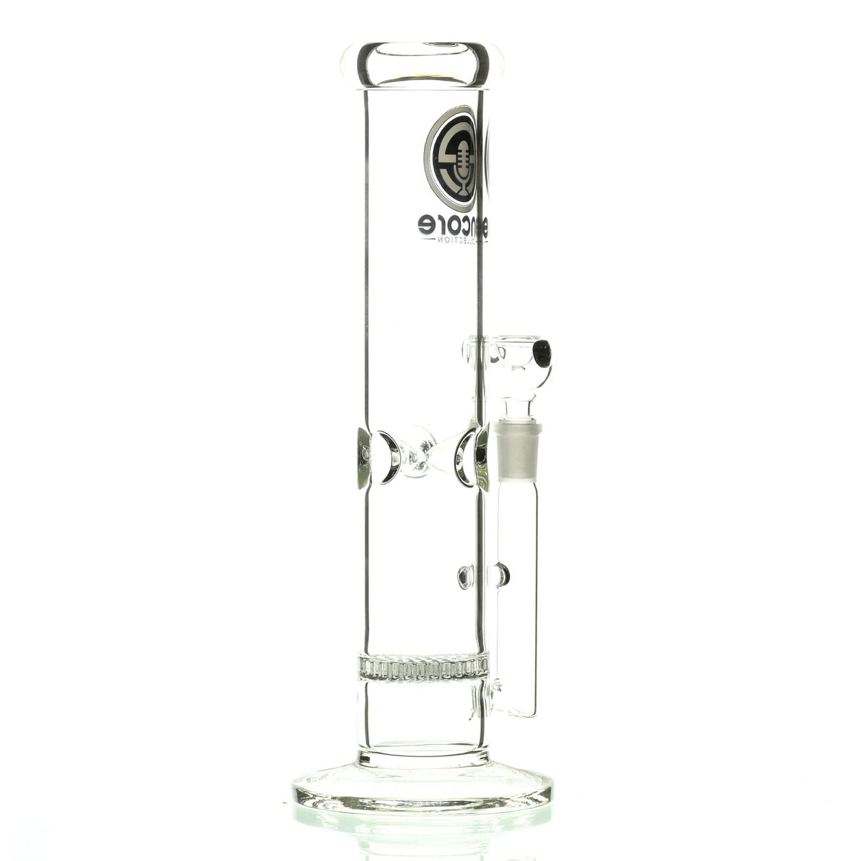 ENCORE 12" STRAIGHT TUBE W/HONEYCOMB PERC AND WHITE LOGO - Smoke Spot Smoke Shop