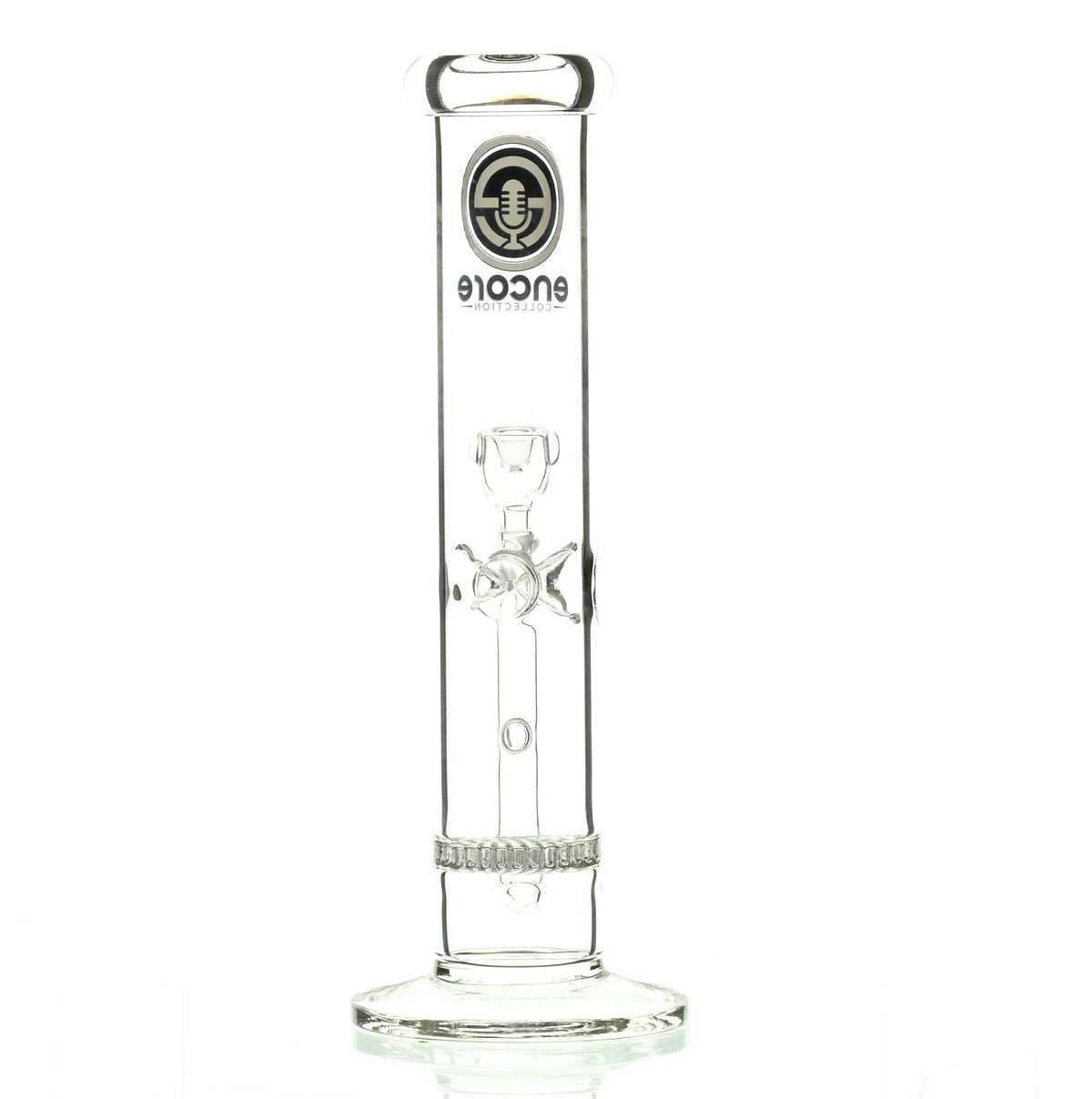 ENCORE 12" STRAIGHT TUBE W/HONEYCOMB PERC AND WHITE LOGO - Smoke Spot Smoke Shop
