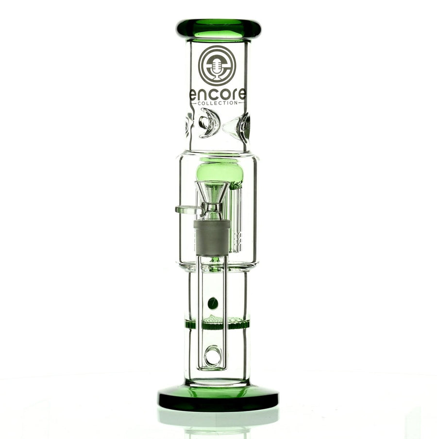 ENCORE 12" STRAIGHT TUBE W/TREE AND HONEYCOMB STACK PERC GREEN