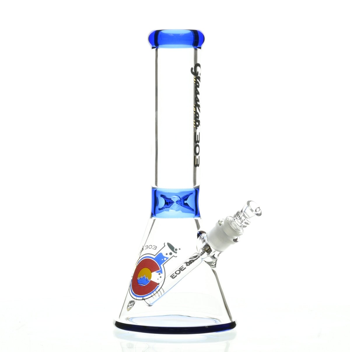 GLASSLAB 303 7MM BEAKER DARK BLUE ACCENT - Smoke Spot Smoke Shop