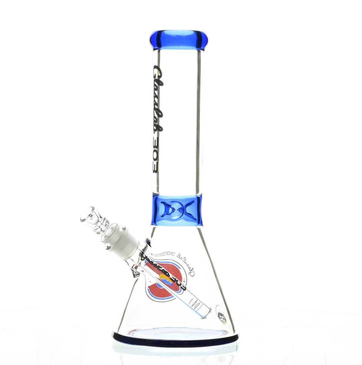 GLASSLAB 303 7MM BEAKER DARK BLUE ACCENT - Smoke Spot Smoke Shop